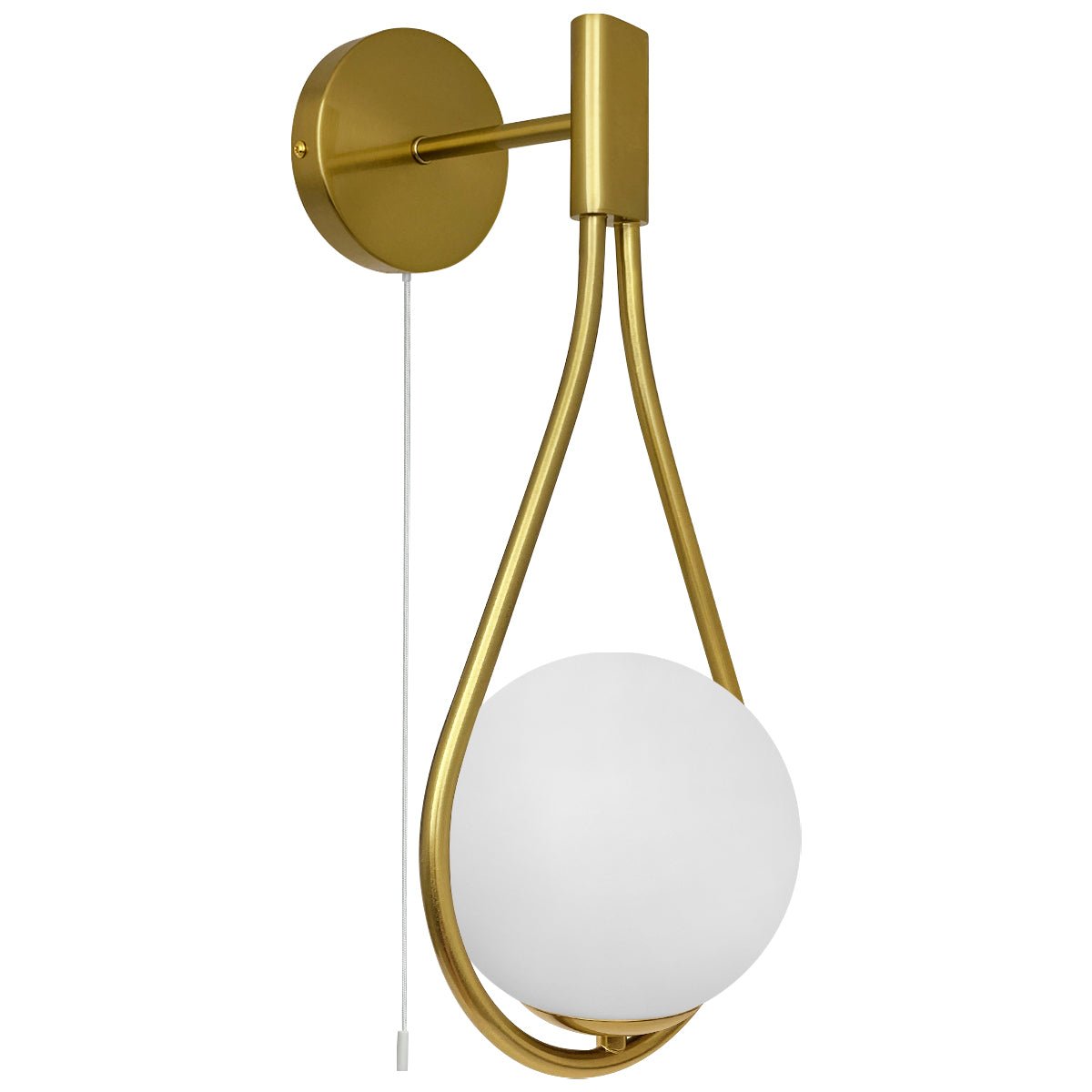 Modern Indoor Brass Frosted Glass Wall Light with Pull Switch BW17 - Energy Light Bulbs - Free delivery on all orders