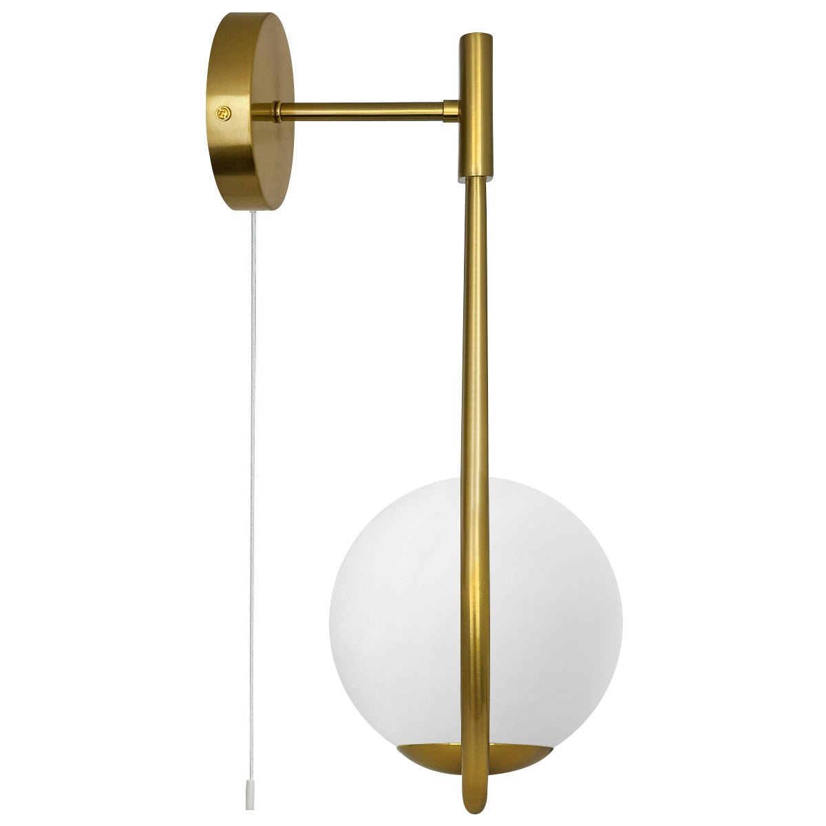 Modern Indoor Brass Frosted Glass Wall Light with Pull Switch BW17 - Energy Light Bulbs - Free delivery on all orders