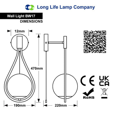 Modern Indoor Brass Frosted Glass Wall Light with Pull Switch BW17 - Energy Light Bulbs - Free delivery on all orders