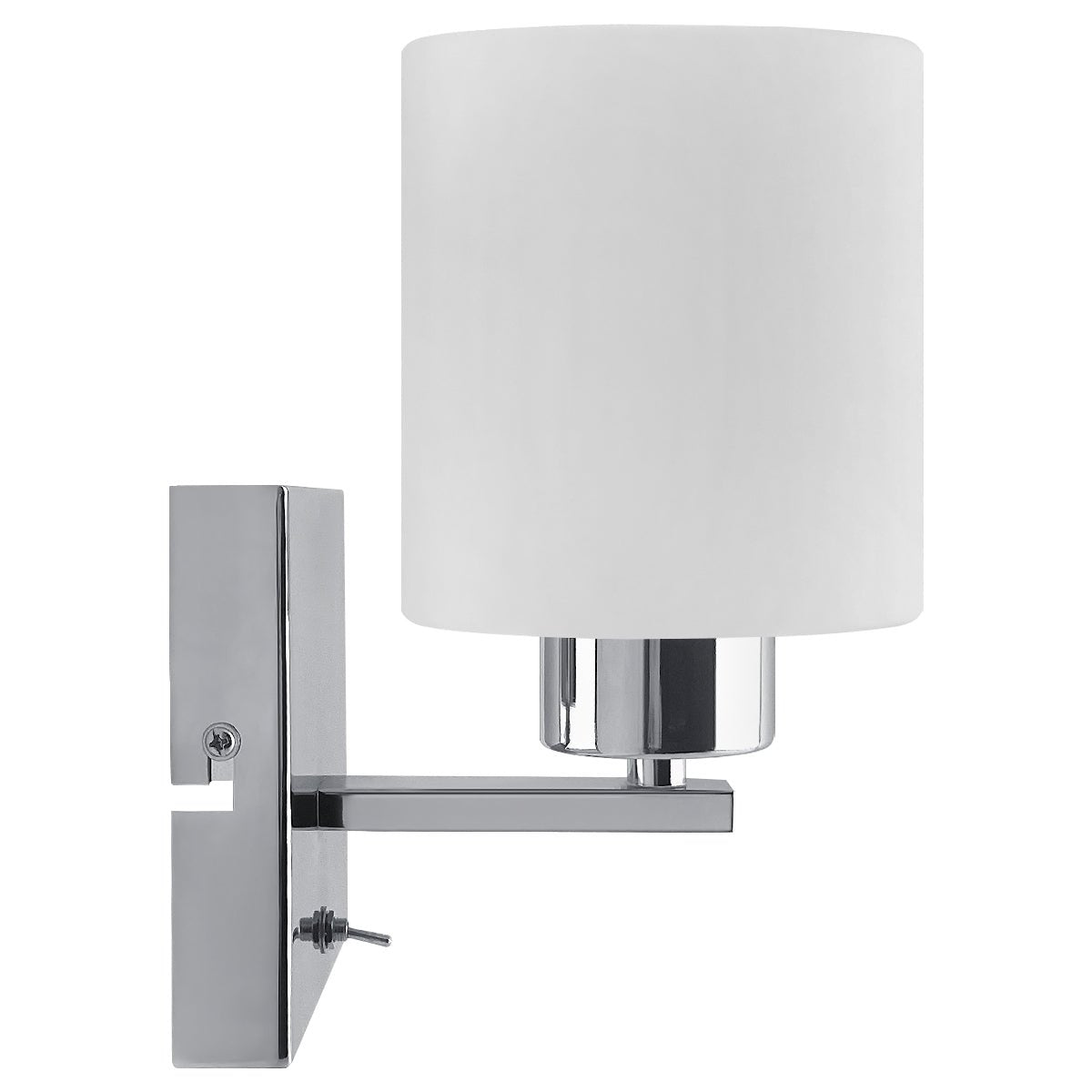 Modern Indoor Chrome Frosted Glass Wall Light with Switch - Energy Light Bulbs - Free delivery on all orders