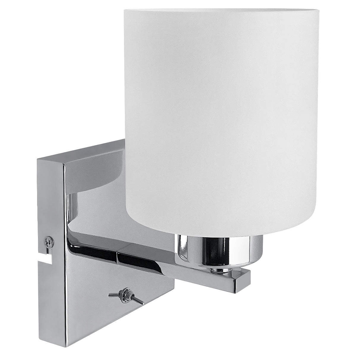Modern Indoor Chrome Frosted Glass Wall Light with Switch - Energy Light Bulbs - Free delivery on all orders