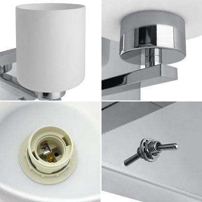 Modern Indoor Chrome Frosted Glass Wall Light with Switch - Energy Light Bulbs - Free delivery on all orders
