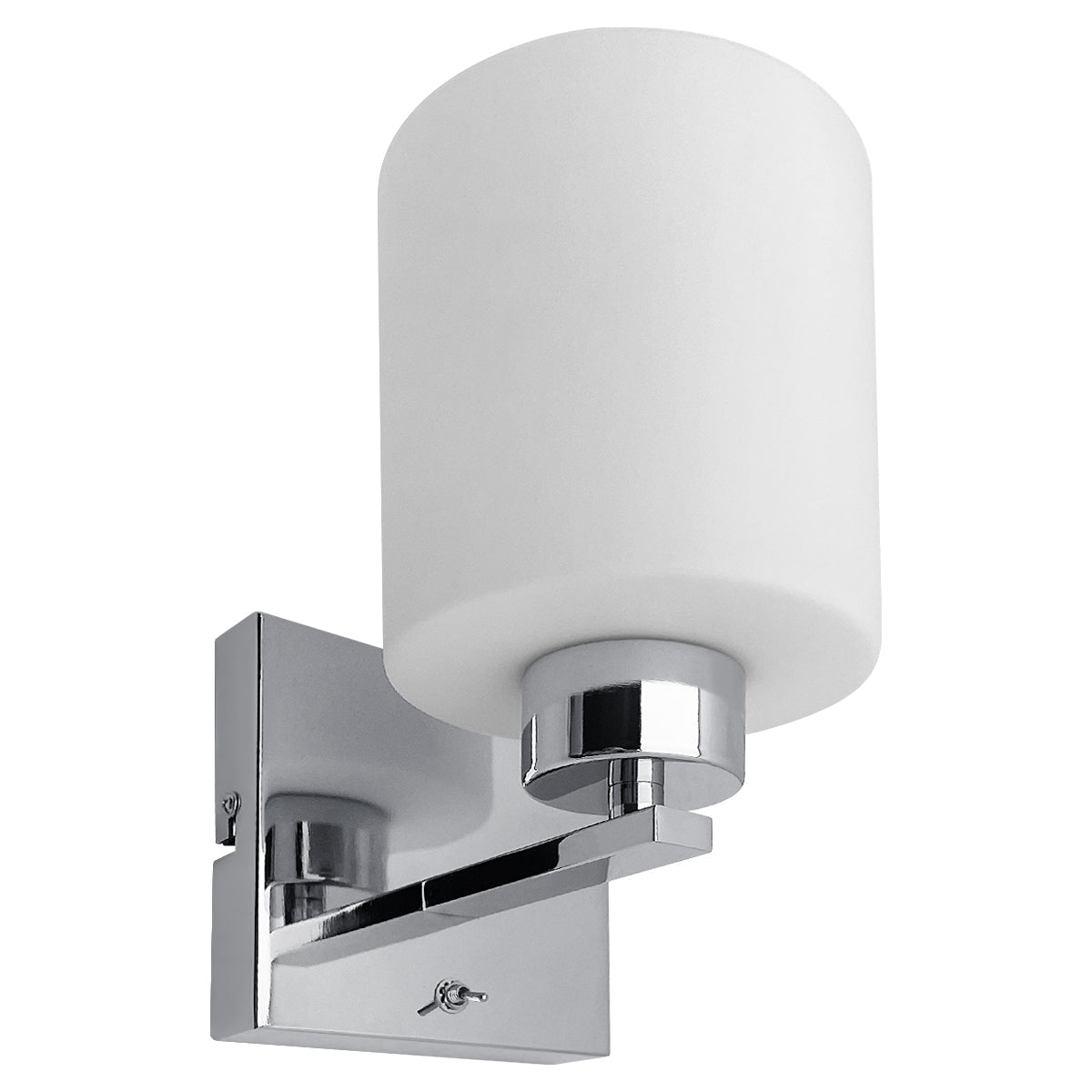 Modern Indoor Chrome Frosted Glass Wall Light with Switch - Energy Light Bulbs - Free delivery on all orders