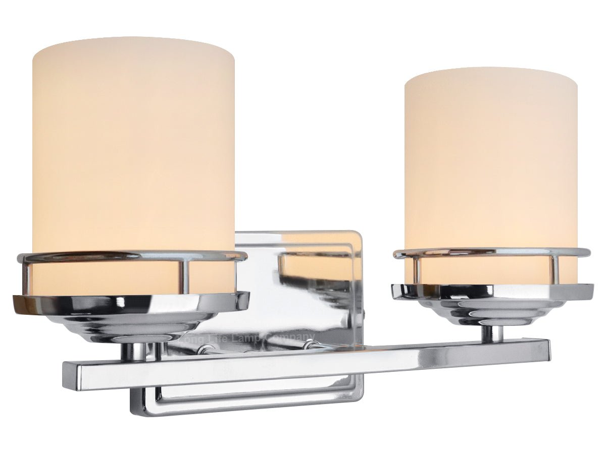 Modern Indoor Double Frosted Glass Sconce Chrome IP44 Wall Light With LED G9 Warm White - Energy Light Bulbs - Free delivery on all orders