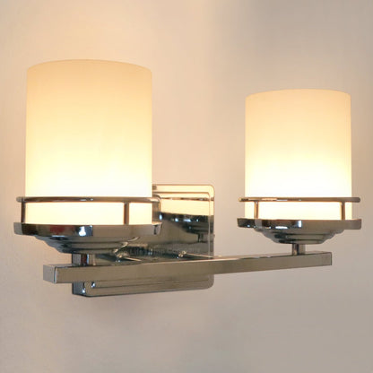Modern Indoor Double Frosted Glass Sconce Chrome IP44 Wall Light With LED G9 Warm White - Energy Light Bulbs - Free delivery on all orders