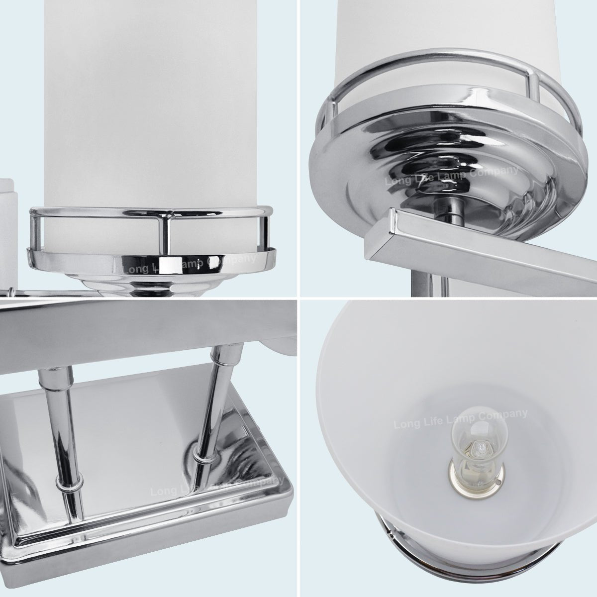 Modern Indoor Double Frosted Glass Sconce Chrome IP44 Wall Light With LED G9 Warm White - Energy Light Bulbs - Free delivery on all orders