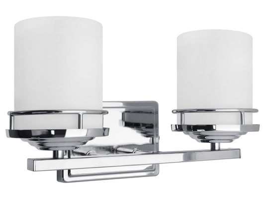 Modern Indoor Double Frosted Glass Sconce Chrome IP44 Wall Light With LED G9 Warm White - Energy Light Bulbs - Free delivery on all orders