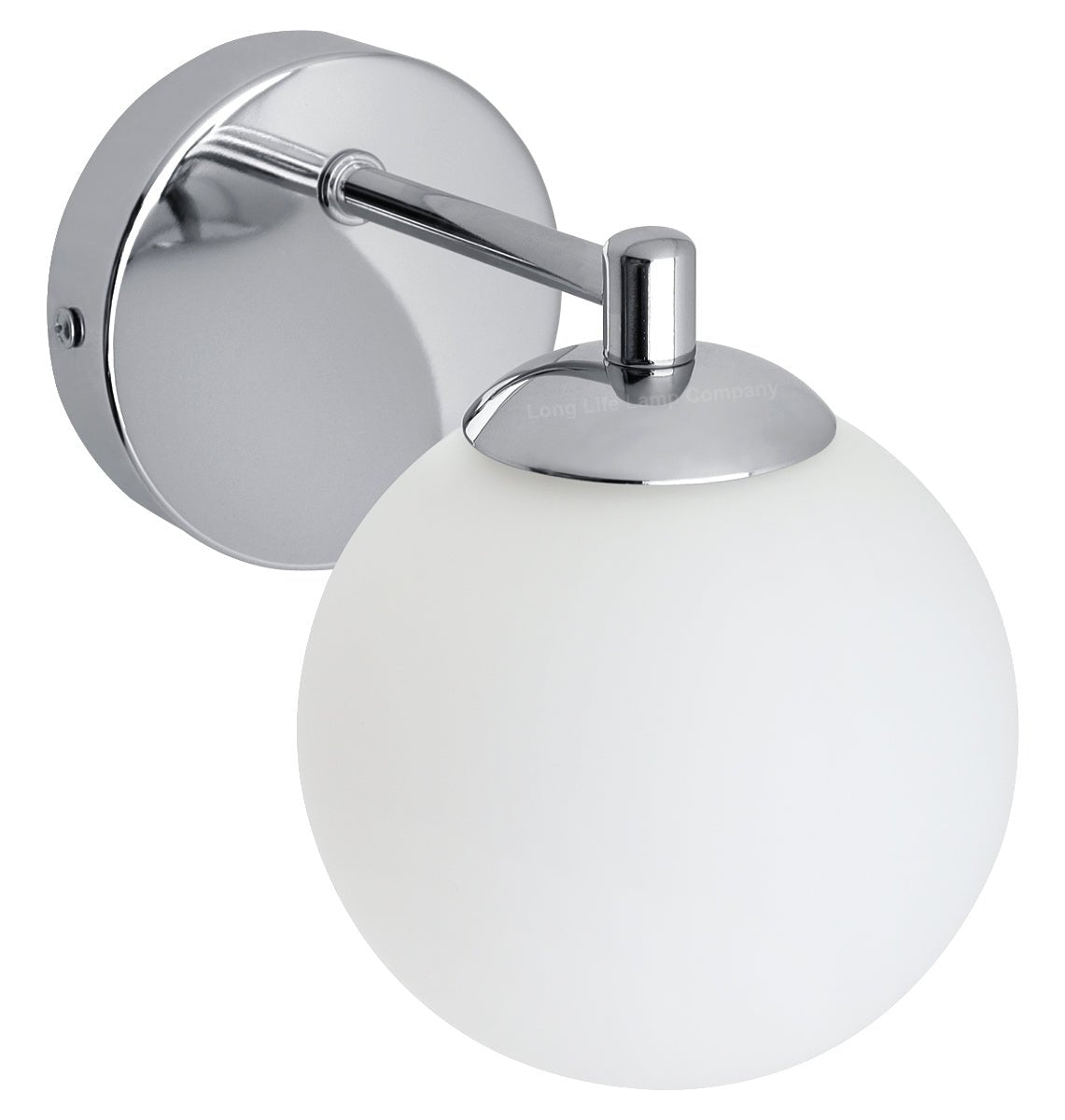 Modern Indoor Frosted Glass Globe Scone Chrome Wall Light With LED G9 Warm White - Energy Light Bulbs - Free delivery on all orders