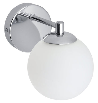 Modern Indoor Frosted Glass Globe Scone Chrome Wall Light With LED G9 Warm White - Energy Light Bulbs - Free delivery on all orders