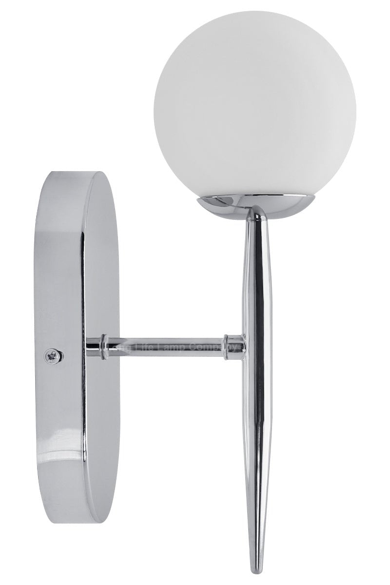 Modern Indoor Frosted Glass Globe Scone Chrome Wall Light With LED G9 Warm White - Energy Light Bulbs - Free delivery on all orders