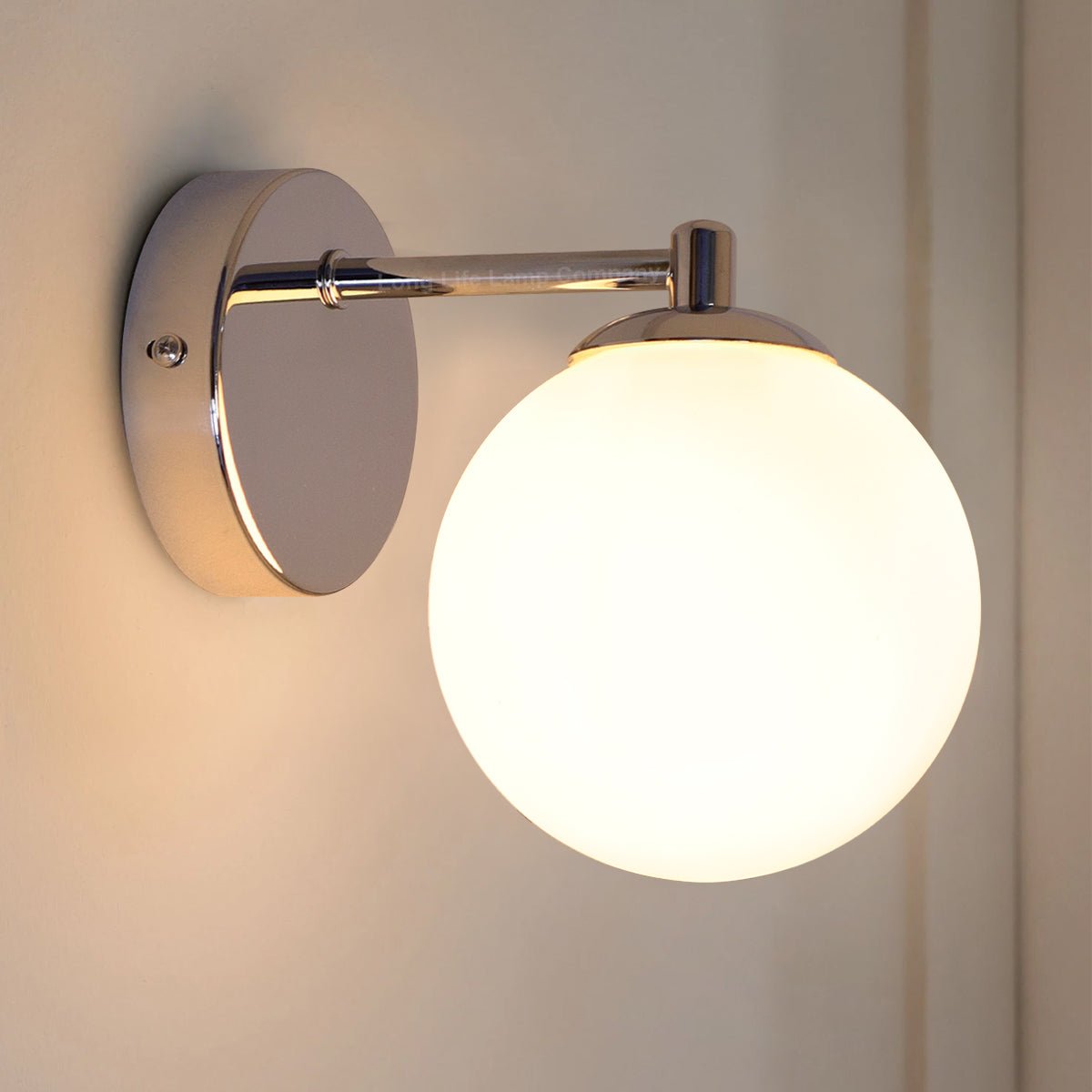 Modern Indoor Frosted Glass Globe Scone Chrome Wall Light With LED G9 Warm White - Energy Light Bulbs - Free delivery on all orders