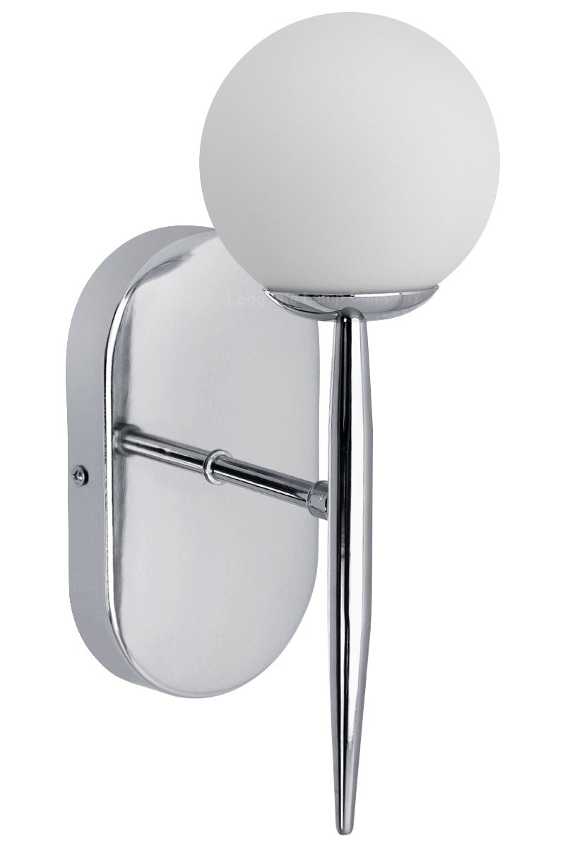 Modern Indoor Frosted Glass Globe Scone Chrome Wall Light With LED G9 Warm White - Energy Light Bulbs - Free delivery on all orders