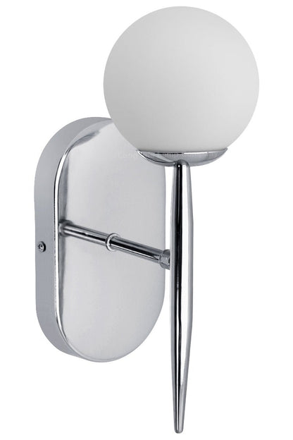Modern Indoor Frosted Glass Globe Scone Chrome Wall Light With LED G9 Warm White - Energy Light Bulbs - Free delivery on all orders