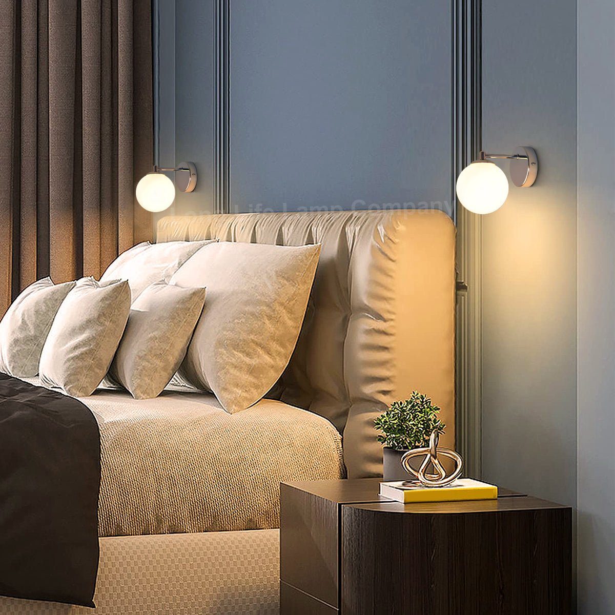 Modern Indoor Frosted Glass Globe Scone Chrome Wall Light With LED G9 Warm White - Energy Light Bulbs - Free delivery on all orders