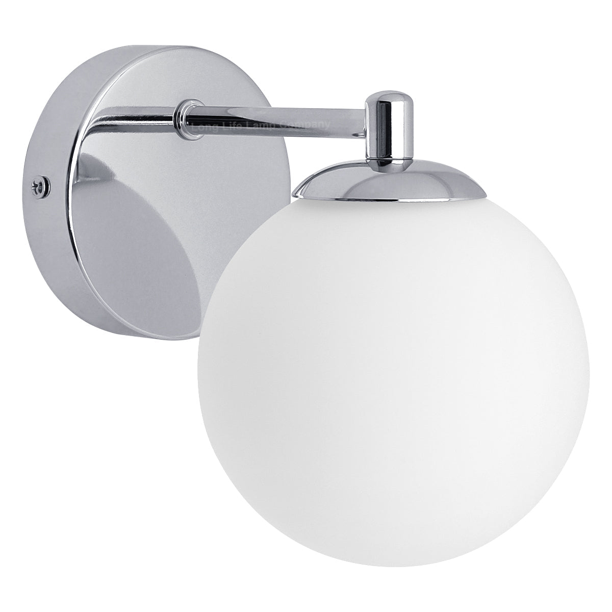 Modern Indoor Frosted Glass Globe Scone Chrome Wall Light With LED G9 Warm White - Energy Light Bulbs - Free delivery on all orders