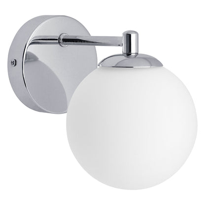 Modern Indoor Frosted Glass Globe Scone Chrome Wall Light With LED G9 Warm White - Energy Light Bulbs - Free delivery on all orders