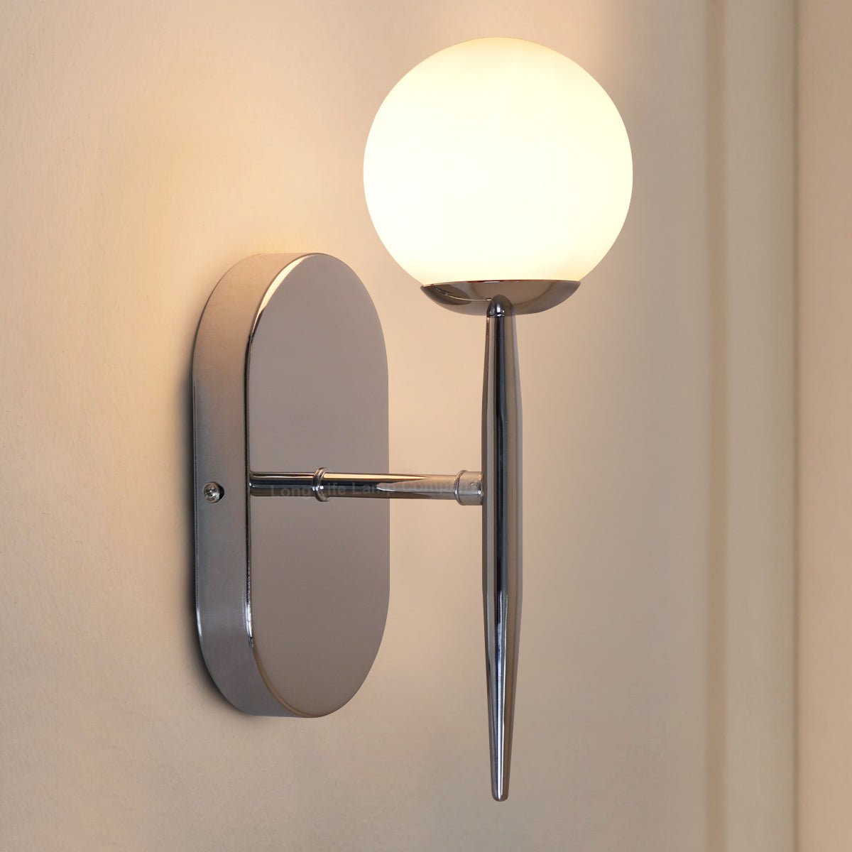 Modern Indoor Frosted Glass Globe Scone Chrome Wall Light With LED G9 Warm White - Energy Light Bulbs - Free delivery on all orders