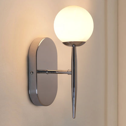 Modern Indoor Frosted Glass Globe Scone Chrome Wall Light With LED G9 Warm White - Energy Light Bulbs - Free delivery on all orders