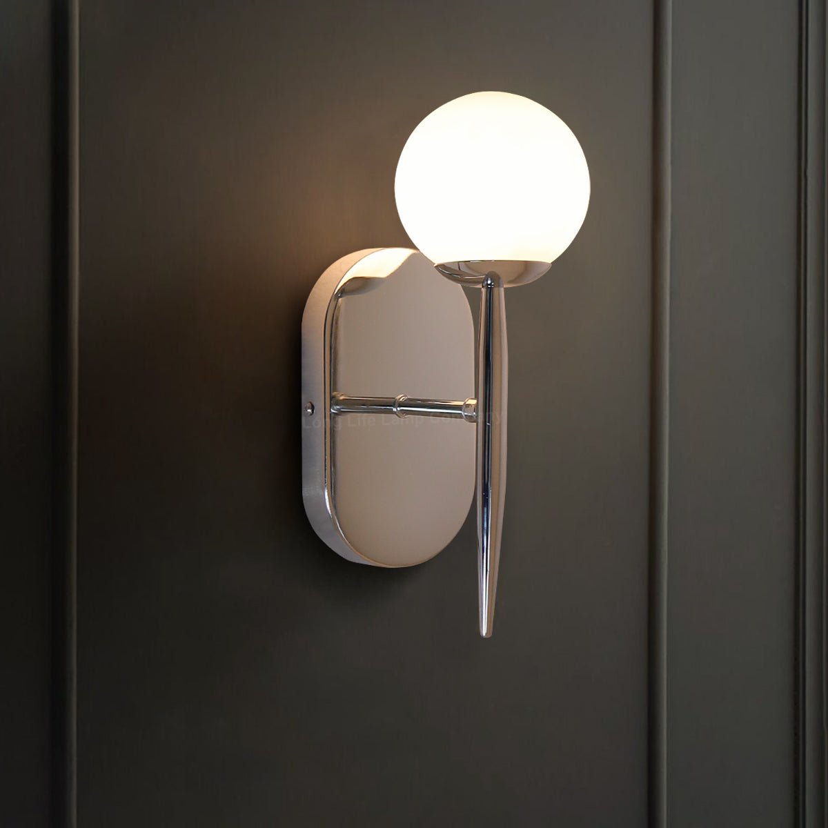 Modern Indoor Frosted Glass Globe Scone Chrome Wall Light With LED G9 Warm White - Energy Light Bulbs - Free delivery on all orders