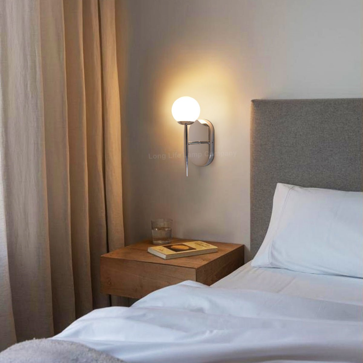Modern Indoor Frosted Glass Globe Scone Chrome Wall Light With LED G9 Warm White - Energy Light Bulbs - Free delivery on all orders