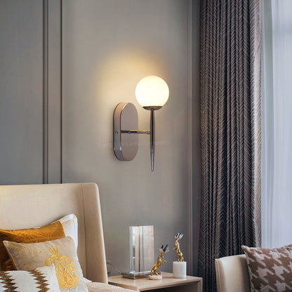 Modern Indoor Frosted Glass Globe Scone Chrome Wall Light With LED G9 Warm White - Energy Light Bulbs - Free delivery on all orders