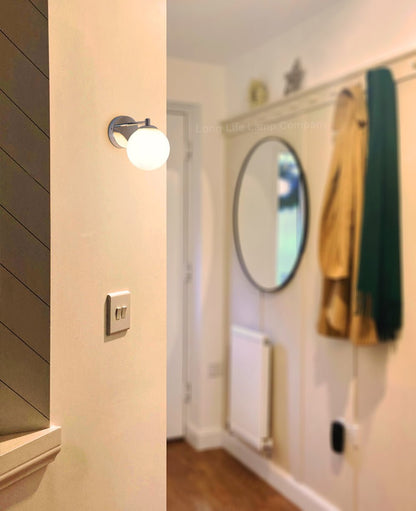 Modern Indoor Frosted Glass Globe Scone Chrome Wall Light With LED G9 Warm White - Energy Light Bulbs - Free delivery on all orders