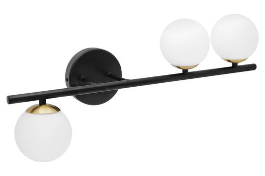 Modern Indoor Frosted Glass Globe Scone Matte Black 3 Light Wall Light With LED G9 Warm White - Energy Light Bulbs - Free delivery on all orders