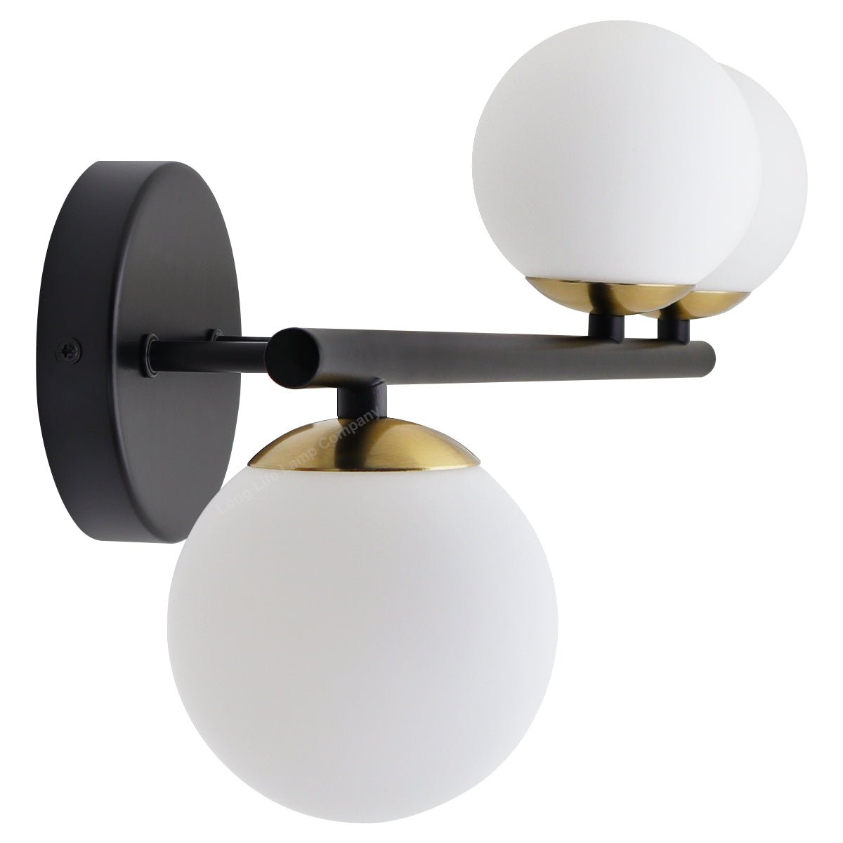 Modern Indoor Frosted Glass Globe Scone Matte Black 3 Light Wall Light With LED G9 Warm White - Energy Light Bulbs - Free delivery on all orders
