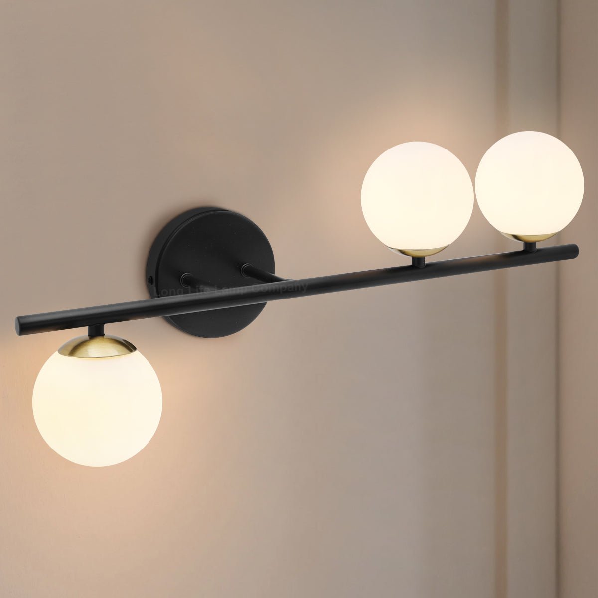 Modern Indoor Frosted Glass Globe Scone Matte Black 3 Light Wall Light With LED G9 Warm White - Energy Light Bulbs - Free delivery on all orders