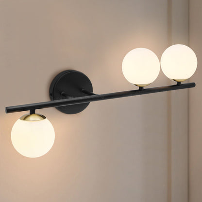 Modern Indoor Frosted Glass Globe Scone Matte Black 3 Light Wall Light With LED G9 Warm White - Energy Light Bulbs - Free delivery on all orders