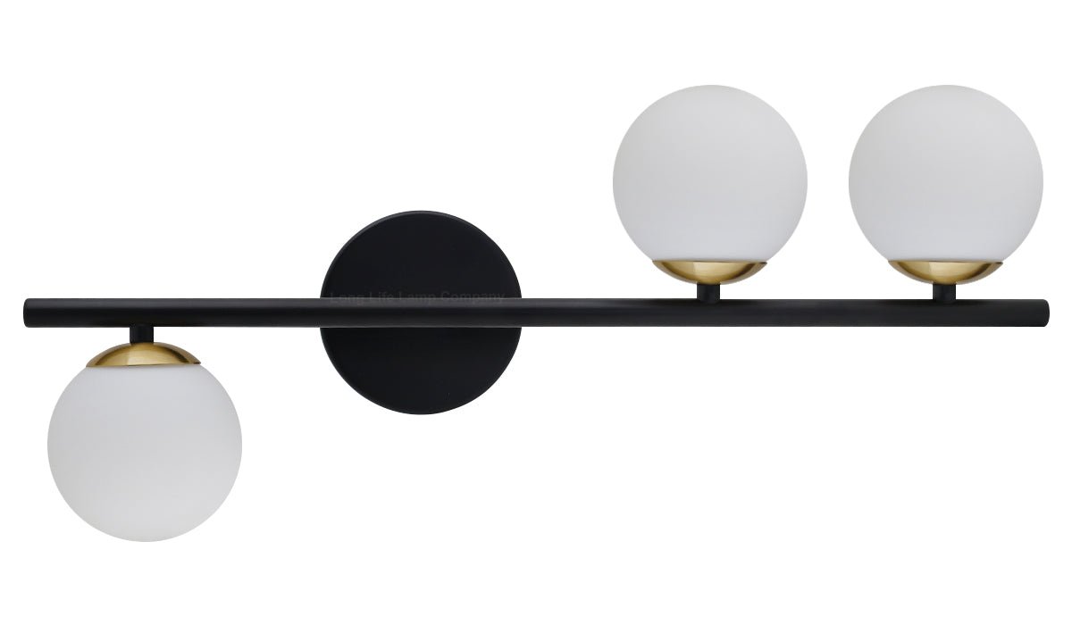 Modern Indoor Frosted Glass Globe Scone Matte Black 3 Light Wall Light With LED G9 Warm White - Energy Light Bulbs - Free delivery on all orders
