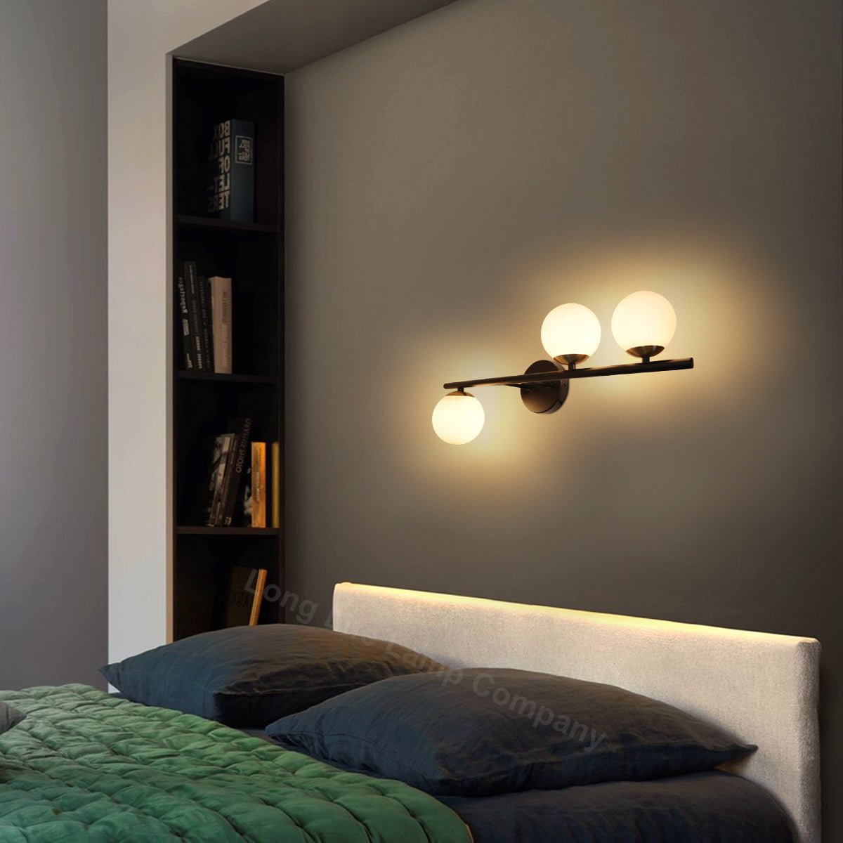 Modern Indoor Frosted Glass Globe Scone Matte Black 3 Light Wall Light With LED G9 Warm White - Energy Light Bulbs - Free delivery on all orders