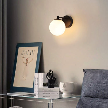 Modern Indoor Frosted Glass Globe Scone Matte Black Wall Light with LED G9 Warm White - Energy Light Bulbs - Free delivery on all orders