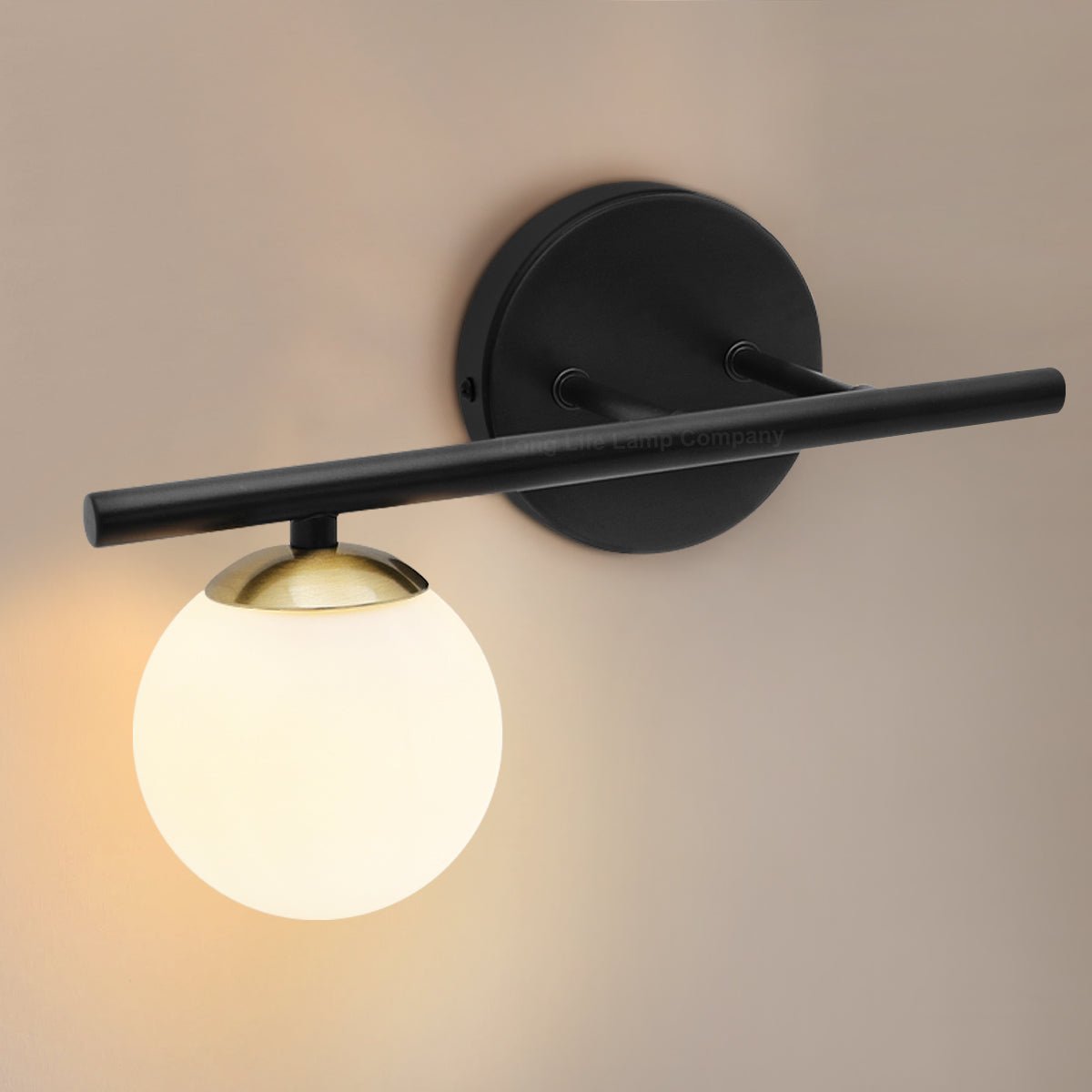 Modern Indoor Frosted Glass Globe Scone Matte Black Wall Light With LED G9 Warm White - Energy Light Bulbs - Free delivery on all orders