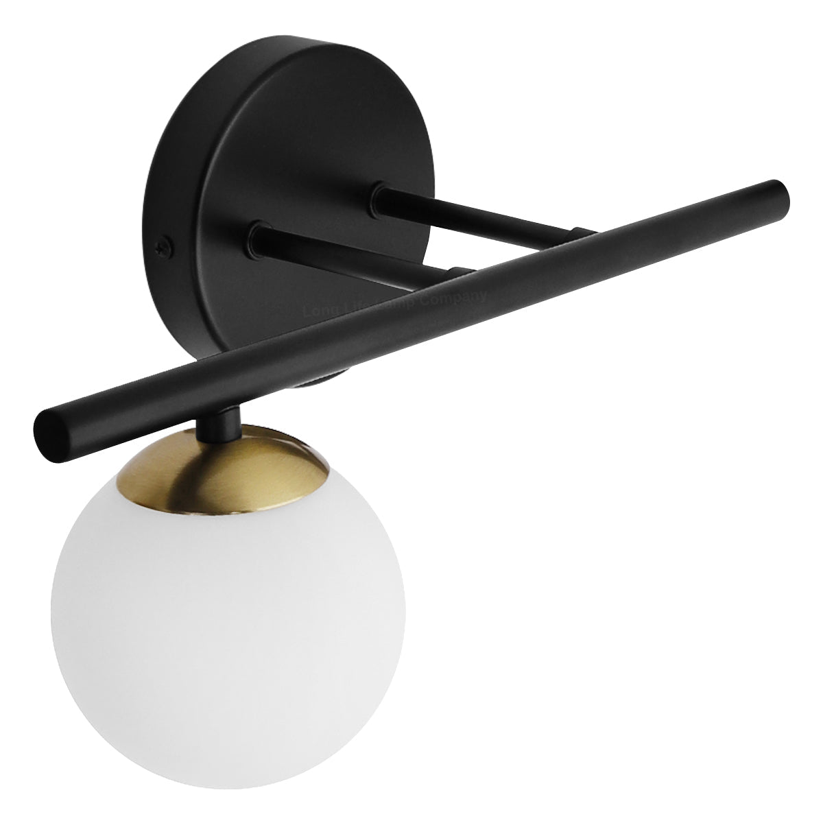 Modern Indoor Frosted Glass Globe Scone Matte Black Wall Light With LED G9 Warm White - Energy Light Bulbs - Free delivery on all orders