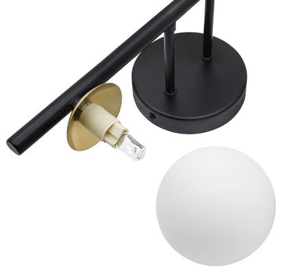Modern Indoor Frosted Glass Globe Scone Matte Black Wall Light With LED G9 Warm White - Energy Light Bulbs - Free delivery on all orders