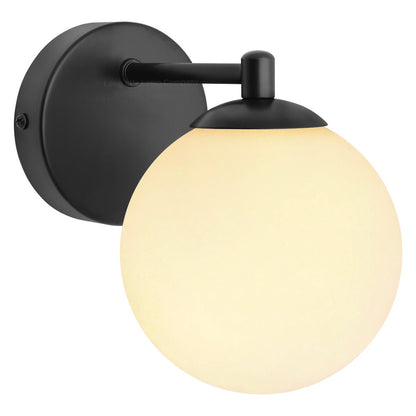 Modern Indoor Frosted Glass Globe Scone Matte Black Wall Light with LED G9 Warm White - Energy Light Bulbs - Free delivery on all orders