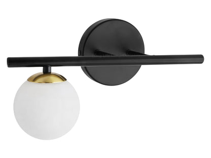 Modern Indoor Frosted Glass Globe Scone Matte Black Wall Light With LED G9 Warm White - Energy Light Bulbs - Free delivery on all orders