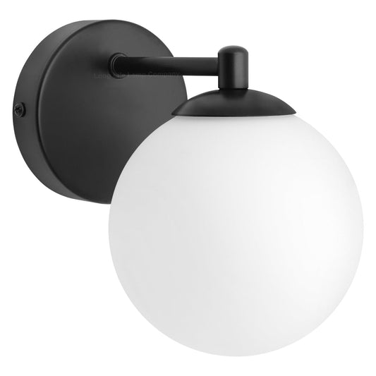 Modern Indoor Frosted Glass Globe Scone Matte Black Wall Light with LED G9 Warm White - Energy Light Bulbs - Free delivery on all orders