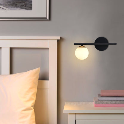 Modern Indoor Frosted Glass Globe Scone Matte Black Wall Light With LED G9 Warm White - Energy Light Bulbs - Free delivery on all orders