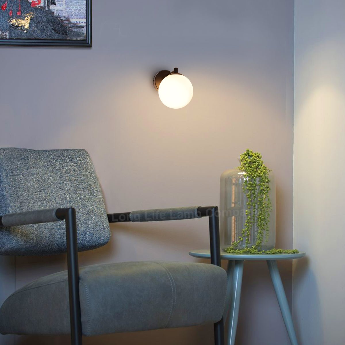 Modern Indoor Frosted Glass Globe Scone Matte Black Wall Light with LED G9 Warm White - Energy Light Bulbs - Free delivery on all orders