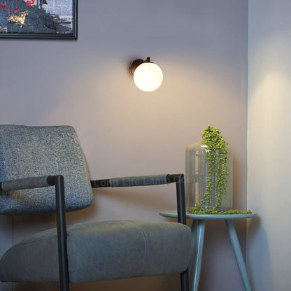 Modern Indoor Frosted Glass Globe Scone Matte Black Wall Light with LED G9 Warm White - Energy Light Bulbs - Free delivery on all orders