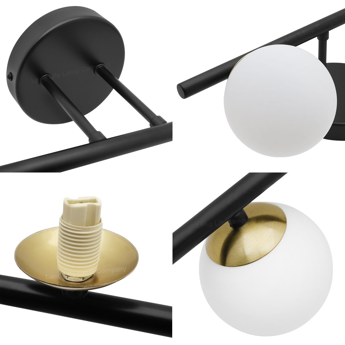 Modern Indoor Frosted Glass Globe Scone Matte Black Wall Light With LED G9 Warm White - Energy Light Bulbs - Free delivery on all orders