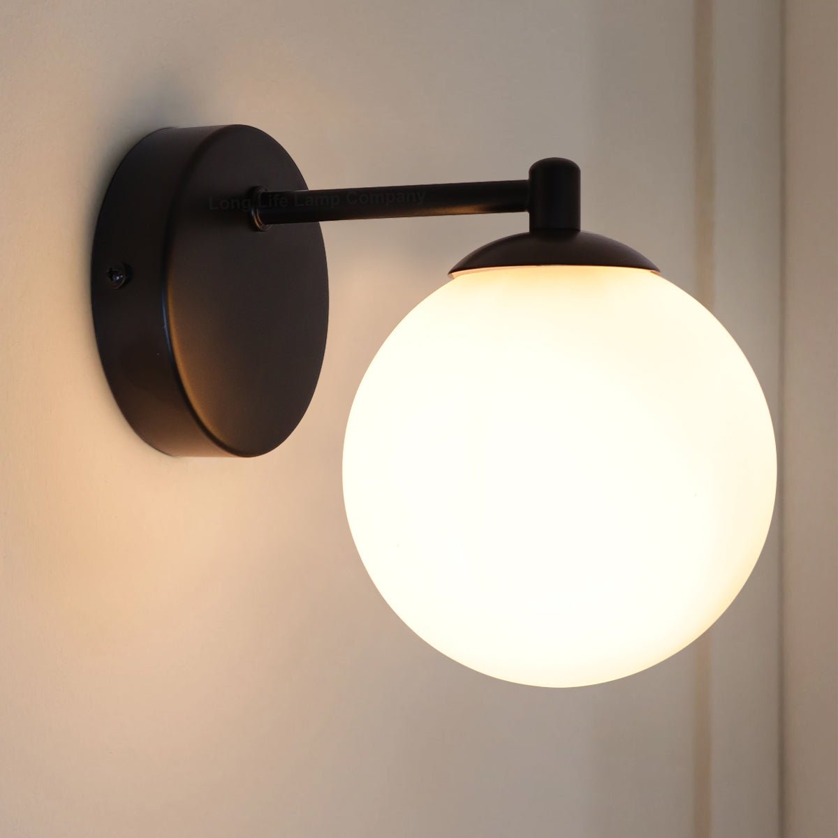 Modern Indoor Frosted Glass Globe Scone Matte Black Wall Light with LED G9 Warm White - Energy Light Bulbs - Free delivery on all orders