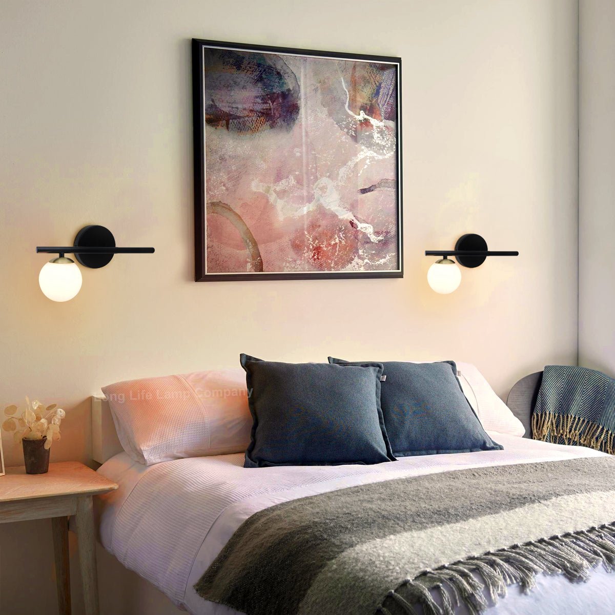 Modern Indoor Frosted Glass Globe Scone Matte Black Wall Light With LED G9 Warm White - Energy Light Bulbs - Free delivery on all orders