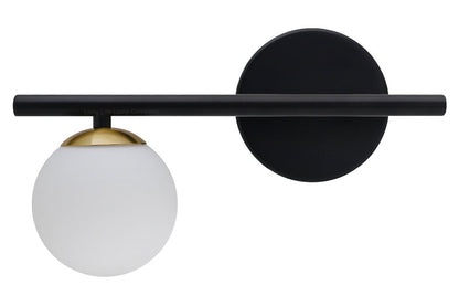 Modern Indoor Frosted Glass Globe Scone Matte Black Wall Light With LED G9 Warm White - Energy Light Bulbs - Free delivery on all orders