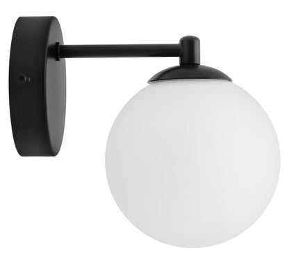 Modern Indoor Frosted Glass Globe Scone Matte Black Wall Light with LED G9 Warm White - Energy Light Bulbs - Free delivery on all orders