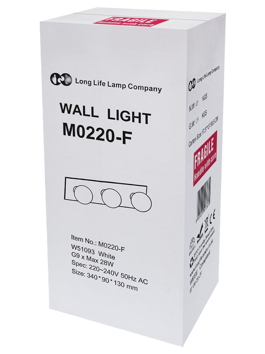 Modern IP44 Opaque 3 Globe Bathroom Mirror Light - Energy Light Bulbs - Free delivery on all orders