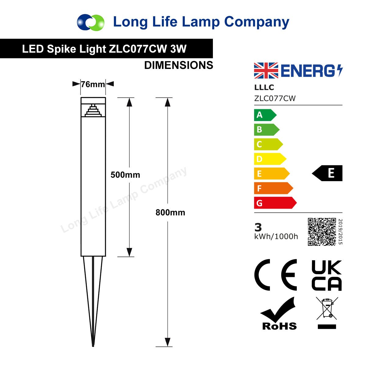 Modern LED Bollard Post Ground Spike Light Cool White Stainless Steel - Energy Light Bulbs - Free delivery on all orders