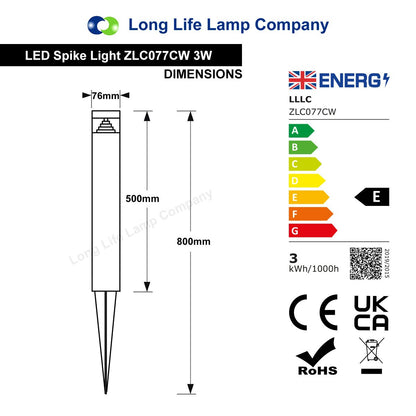 Modern LED Bollard Post Ground Spike Light Cool White Stainless Steel - Energy Light Bulbs - Free delivery on all orders